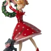Intratuin kerst ornament Suzy meisje met kerstkrans rood 12,9 x 7,6 x 15,5 cm