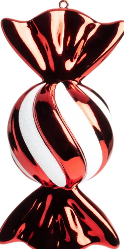 Intratuin kerst ornament Taffy rood / wit 15 x 13,5 x 30 cm