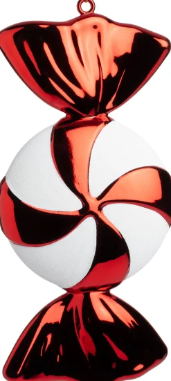 Intratuin kerst ornament Taffy rood / wit 13,5 x 5,5 x 31 cm