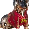 Intratuin kerst ornament teckel bruin / rood 12,4 x 3,6 x 8,4 cm
