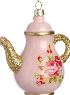 Intratuin kerst ornament theepot roze 10 x 6 x 10 cm