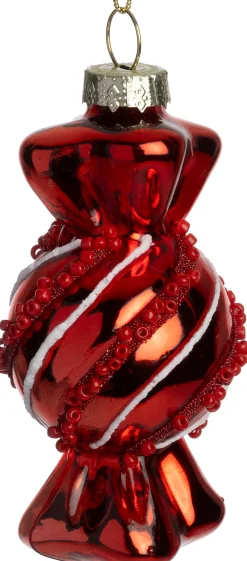 Intratuin kerst ornament toffee rood 4 x 4 x 8 cm