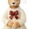 Intratuin kerst ornament Tovi hert in jurk wit / bruin 5 x 4 x 11 cm