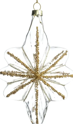 Intratuin kerst ornament transparant / goud 8,5 x 4 x 12,5 cm