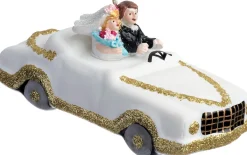 Intratuin kerst ornament trouwauto wit / goud 13 x 6 x 5,2 cm
