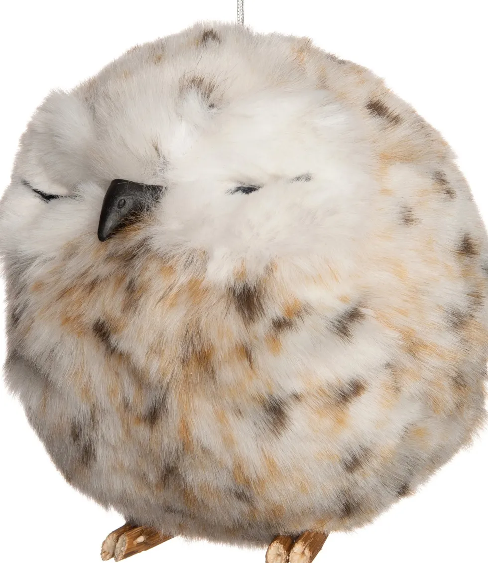 Intratuin kerst ornament Uil ogen dicht bruin D 9 H 9 cm