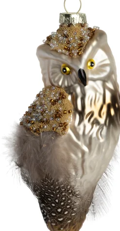 Intratuin kerst ornament uil grijs 6 x 5,5 x 12,5 cm