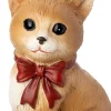 Intratuin kerst ornament Vico kat met strik bruin 5 x 4 x 8,5 cm