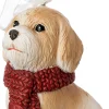 Intratuin kerst ornament Vico hond met sjaal zittend bruin 3,4 x 5,4 x 7,5 cm