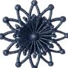 Intratuin kerst ornament Vin bloem donkerblauw 11,5 x 3,5 x 11,5 cm