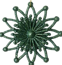 Intratuin kerst ornament Vin bloem groen 11,5 x 3,5 x 11,5 cm