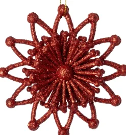 Intratuin kerst ornament Vin bloem rood 11,5 x 3,5 x 11,5 cm