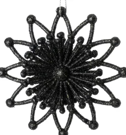 Intratuin kerst ornament Vin bloem zwart 11,5 x 3,5 x 11,5 cm