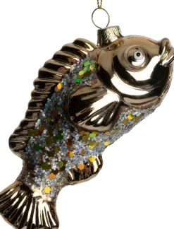 Intratuin kerst ornament vis goud / zilver 11,8 x 4,5 x 5,8 cm