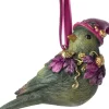 Intratuin kerst ornament vogel met muts groen / paars 9,2 x 4,7 x 8 cm
