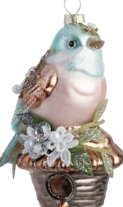 Intratuin kerst ornament vogel op nest 7,4 x 6,8 x 11,6 cm