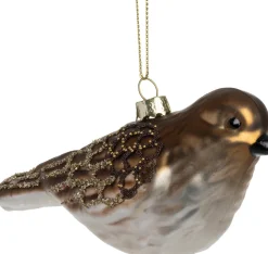 Intratuin kerst ornament vogel bruin / wit 13 x 5,5 x 5,5 cm