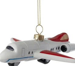 Intratuin kerst ornament Vola vliegtuig wit 14,3 x 10,5 x 4 cm
