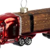 Intratuin kerst ornament vrachtwagen rood / bruin 3,2 x 12,4 x 4,3 cm