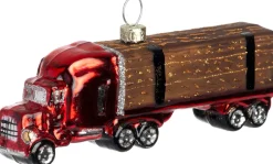 Intratuin kerst ornament vrachtwagen rood / bruin 3,2 x 12,4 x 4,3 cm