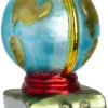 Intratuin kerst ornament wereldbol met boeken blauw / groen 5,7 x 6,1 x 11 cm