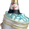 Intratuin kerst ornament wijnfles in cooler wit / goud 5,7 x 5,7 x 13,1 cm
