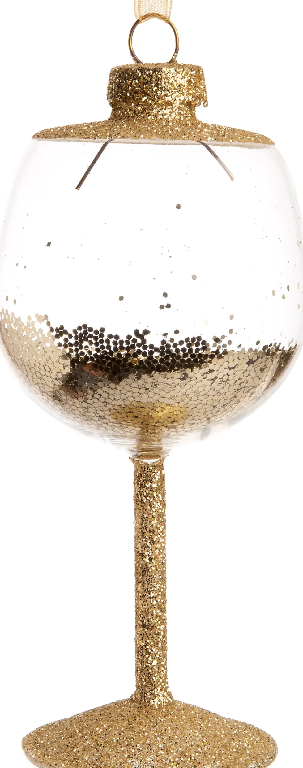 Intratuin kerst ornament Wijnglas goud / transparant D 5,5 H 11 cm
