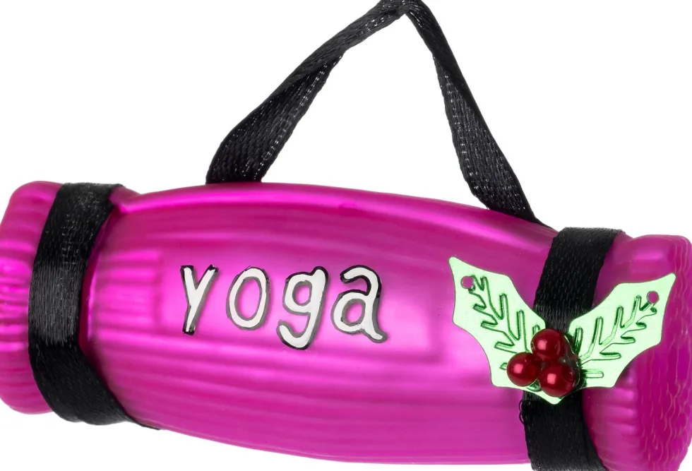 Intratuin kerst ornament yogamat paars 3 x 8,6 x 3,2 cm