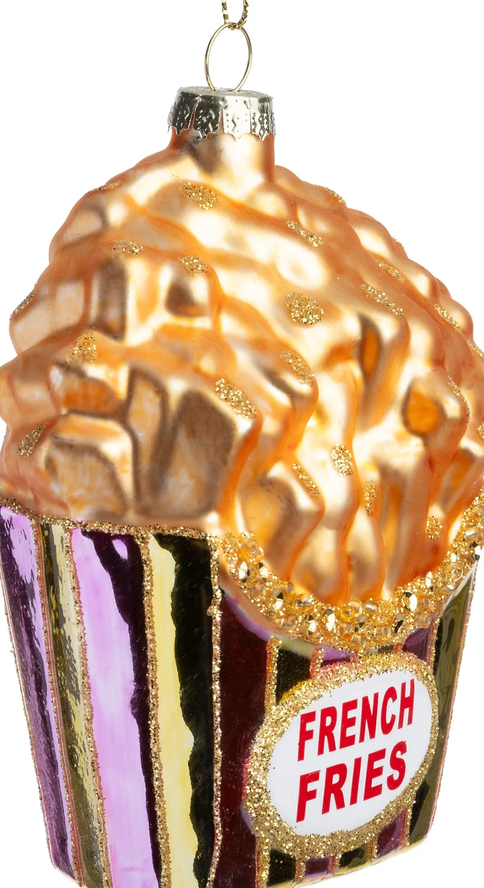 Intratuin kerst ornament zak patat goud 9,2 x 5,4 x 11,5 cm