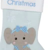 Intratuin kerstsok Baby olifant blauw / wit 25 x 40 cm