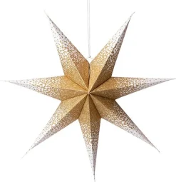 Intratuin kerstster Djema goud / wit met verlichting D 60 H 16 cm