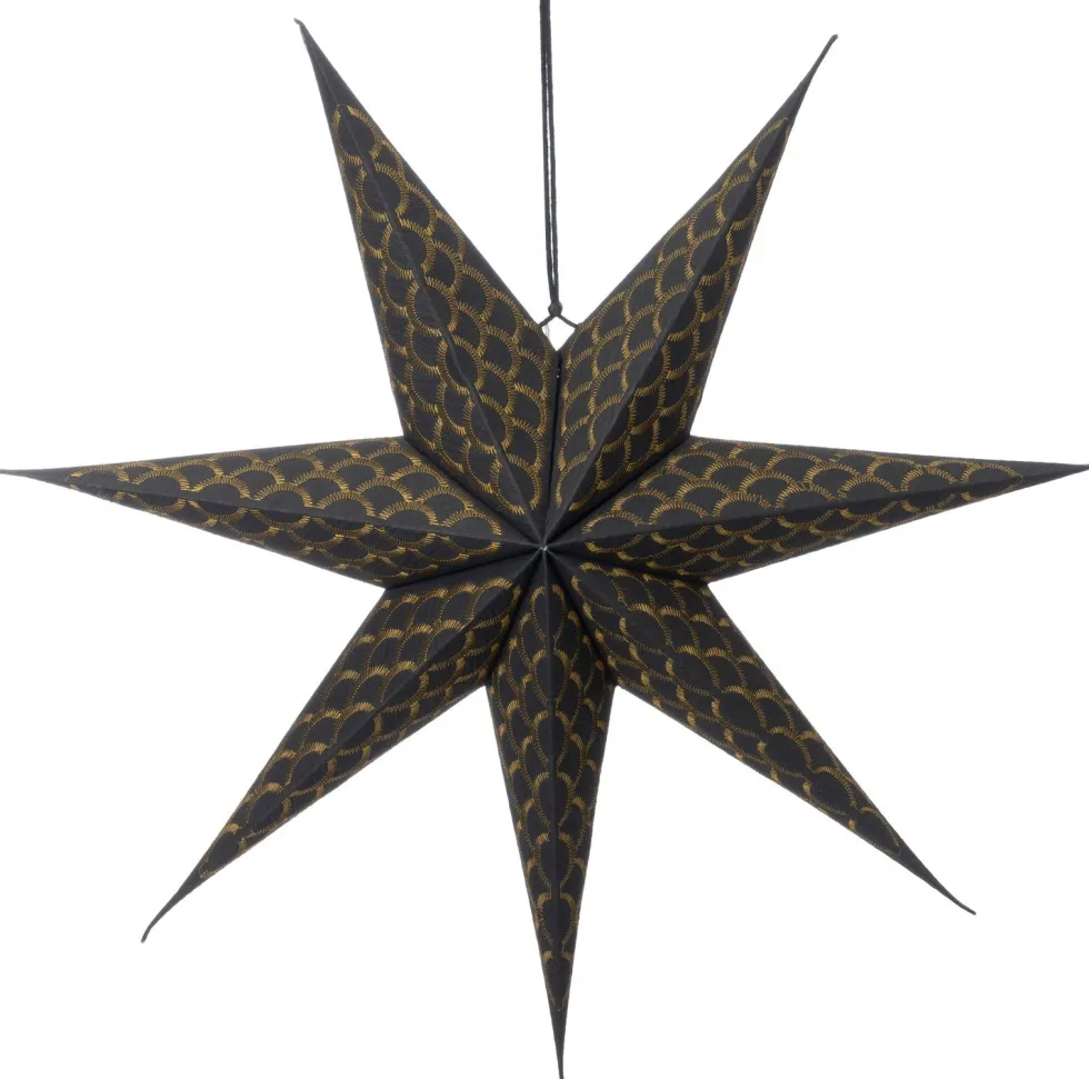 Intratuin kerstster met verlichting geschulpt zwart / goud D 60 H 19 cm
