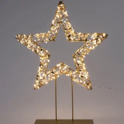 Intratuin kerstster op voet Iris goud met verlichting 45 x 8 x 56 cm