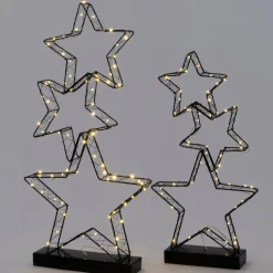 Intratuin kerstster Tahti op voet zwart met verlichting 25,5 x 6 x 49 cm