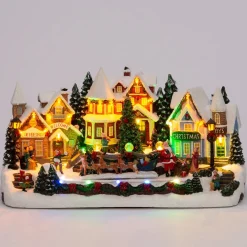 Intratuin kersttafereel kerstdorp met arrenslee 44 x 25,5 x 23 cm