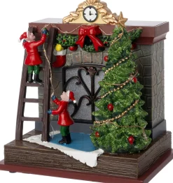 Intratuin kersttafereel kersthaard bruin / groen 16 x 11,5 x 17,5 cm