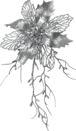 Intratuin kersttak Belle bloem zilver 25 cm