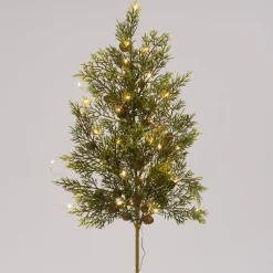 Intratuin kersttak met dennenappels groen / bruin 30 lampjes warm wit 28 x 6 x 67 cm