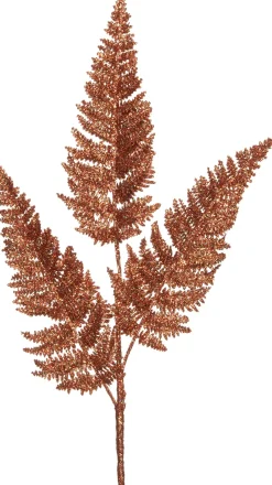Intratuin kersttak varenblad met glitter oranje 63 cm