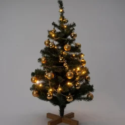 Intratuin kunstkerstboom Lawton kerstbal goud op voet met 40 lampjes extra warm D 55 H 90 cm