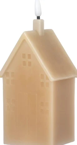 Intratuin LED stompkaars huis Tebi licht bruin 8 x 8 x 14,5 cm