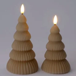 Intratuin LED stompkaars kerstboom Juna licht bruin D 8,5 H 17,5 cm
