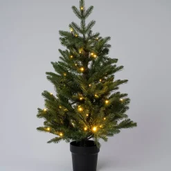 Intratuin mini kunstkerstboom in pot met 60 lampjes warm wit D 54 H 90 cm