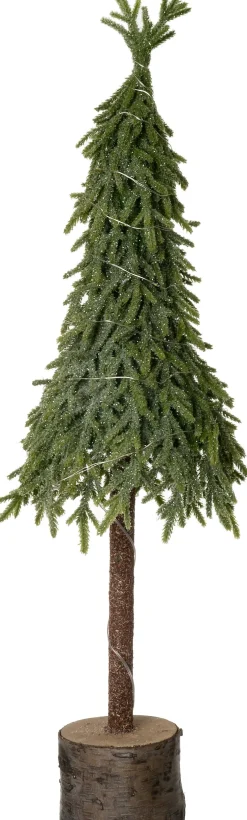 Intratuin mini kunstkerstboom op berk voet met 30 lampjes warm wit D 20 H 75 cm