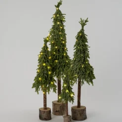 Intratuin mini kunstkerstboom op berk voet met 30 lampjes warm wit D 20 H 75 cm