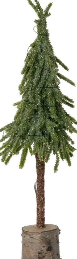 Intratuin mini kunstkerstboom op berk voet met 15 lampjes warm wit D 12 H 40 cm