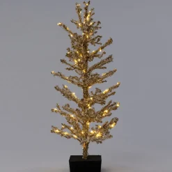 Intratuin mini kunstkerstboom Kristal goud met 60 lampjes warm wit D 38 H 61 cm
