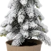 Intratuin mini kunstkerstboom Kraft besneeuwd met 10 lampjes warm wit D 12 H 23 cm