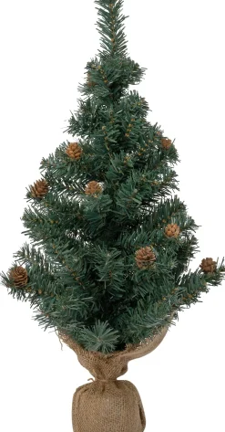 Intratuin mini kunstkerstboom groen dennenappels op jute voet D 10,5 H 53 cm