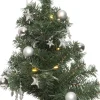 Intratuin mini kunstkerstboom met versiering op jute voet met 10 lampjes warm wit D 28 H 45 cm